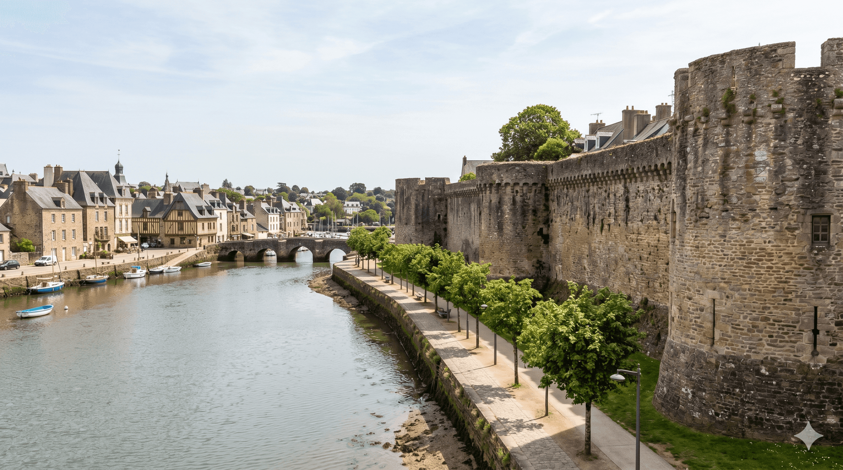 Les remparts et la promenade du Loch à Auray